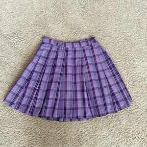 Hot Topic - Women's Purple Plaid Schoolgirl Pleated Skirt - Sz S